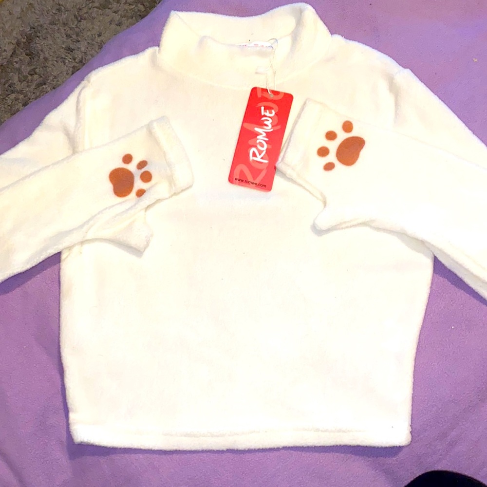 ROMWE Long Sleeve Soft Cat Paws Shirt